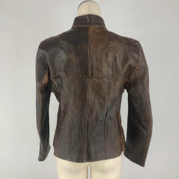 *SOLD* West End Brown Leather Full Zip Jacket Sz M - Picture 3 of 12